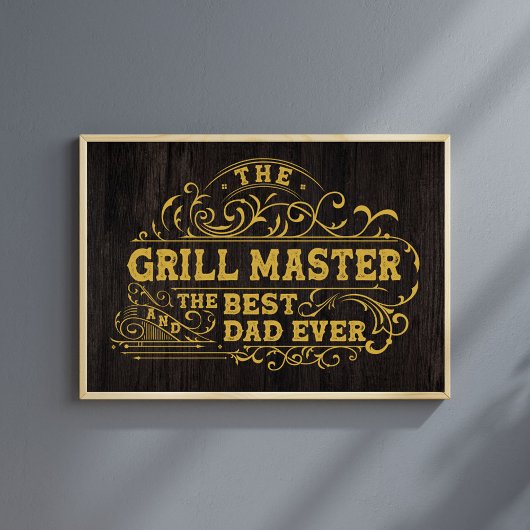 Grillmeister und Bester Vater je Vatertag Schwarz Poster