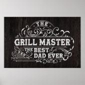 Grillmeister und Bester Vater je Vatertag Schwarz Poster (Vorne)