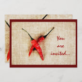 Grillplatz mit rotem Chili Paprikaschoten Einladung (Vorne/Hinten)