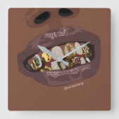 Grillz-Ästhetik, Gold Grills (Grillz) Zähnen Kunst Quadratische Wanduhr (Vorderseite)
