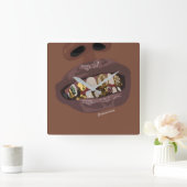 Grillz-Ästhetik, Gold Grills (Grillz) Zähnen Kunst Quadratische Wanduhr (Zuhause)