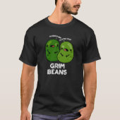 Grim Beans Funny Veggie Puns Dark BG T-Shirt (Vorderseite)