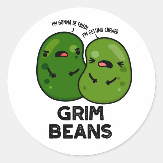 Grim Beans Funny Veggie Puns Runder Aufkleber (Vorderseite)