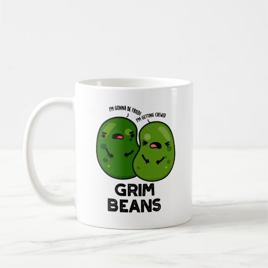 Grim Beans Lustige Gemüse-Wortspiele Kaffeetasse (Links)