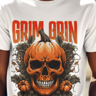 Grim Grin Pumpkin Sin Halloween Fusion T - Shirt
