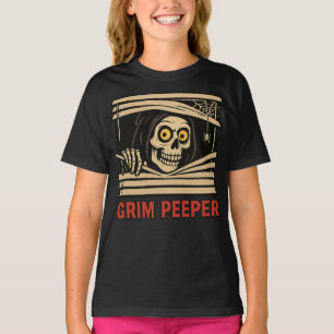 Grim Peeper Funny Skeleton Halloween Pun T-Shirt