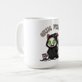 Grim Purrer Halloween Cat Kaffeetasse (Vorderseite Links)