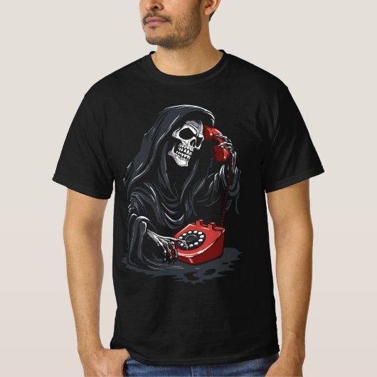 Grim Reaper calling on a red phone T-Shirt (Vorderseite)