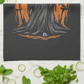 Grim Reaper Cartoon in Sunset Graveyard Geschirrtuch (Gefaltet)