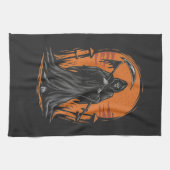 Grim Reaper Cartoon in Sunset Graveyard Geschirrtuch (Horizontal)