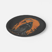 Grim Reaper Cartoon in Sunset Graveyard Pappteller (Schrägansicht)