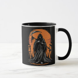 Grim Reaper Cartoon in Sunset Graveyard Tasse