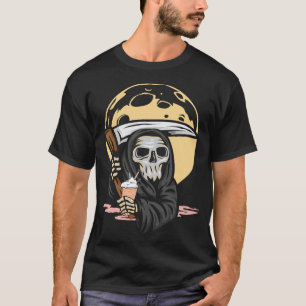 Grim Reaper Coffee Ice Cream Funny Goth T-Shirt