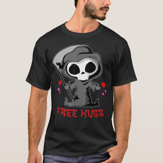 Grim Reaper Death Free Hugs Easy Funny Halloween T-Shirt (Vorderseite)