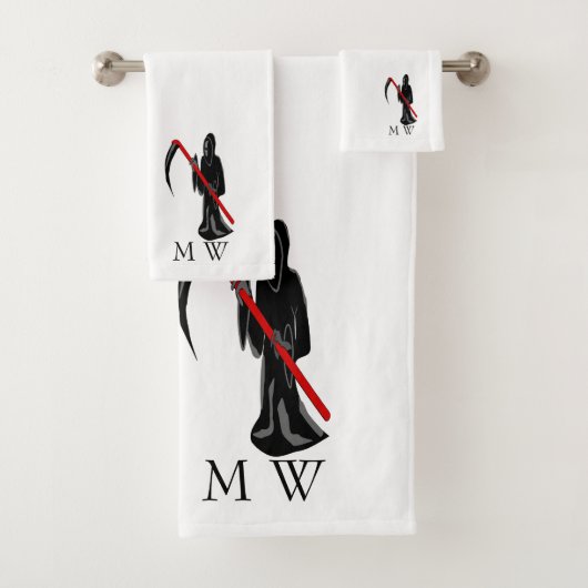 Grim Reaper Design Monogrammed Badhandtuch Set (Insitu)