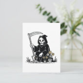 Grim Reaper Gardening Flowers Postkarte (Stehend Vorderseite)