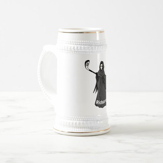 Grim Reaper Golfer Stein | Golf Beer Lovers Gift Bierglas (Vorderseite Links)