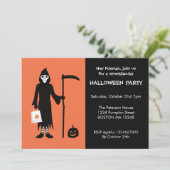 Grim Reaper Halloween-Einladung Einladung (Stehend Vorderseite)