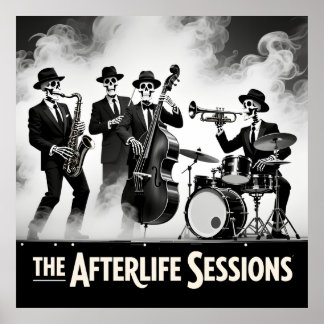 Grim Reaper Jazz Band Skeleton Musician Graphic Poster