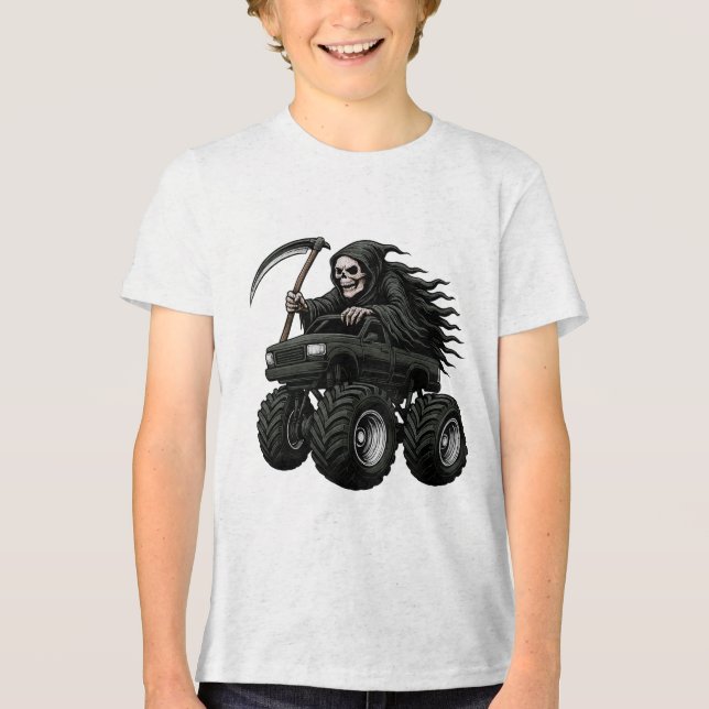 Grim Reaper Monster Truck Tri-Blend Shirt (Vorderseite)