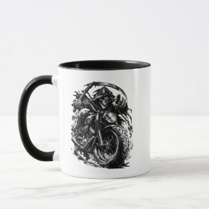 Grim Reaper Motorradfahrer-Illustration Tasse