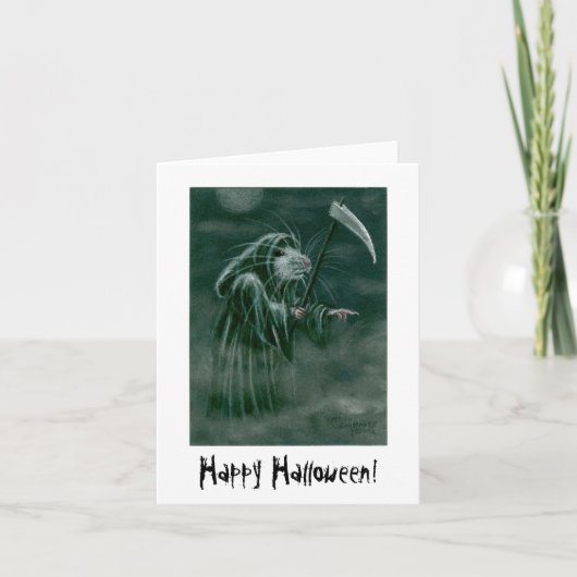 Grim Reaper Rat, Happy Halloween! Karte (Vorderseite)