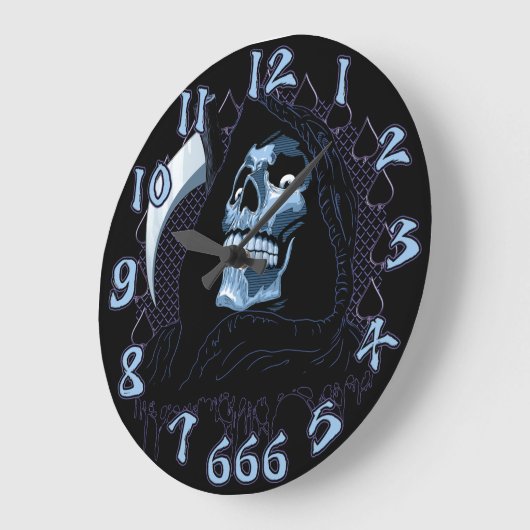 Grim Reaper skull Große Wanduhr (Winkel)