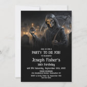 Grim Reaper with Cupcake Birthday Party Invitation Einladung (Vorderseite)