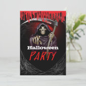 Grim Sensenmann Bloody Halloween-Party Einladung (Stehend Vorderseite)