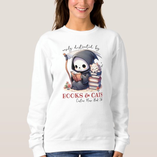 Grim Sensenmann Book Lover, Custom Book Club Sweatshirt (Vorderseite)