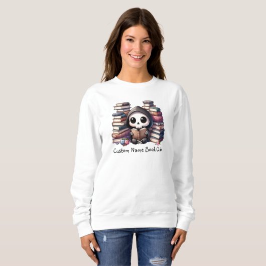 Grim Sensenmann Book Lover, Custom Book Club Sweatshirt (Vorne ganz)