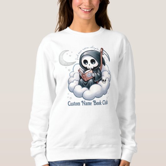 Grim Sensenmann Book Lover, Custom Book Club Sweatshirt (Vorderseite)