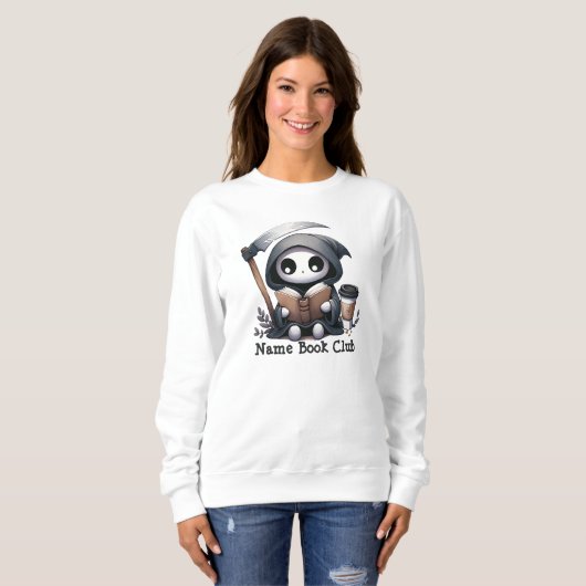 Grim Sensenmann Book Lover, Custom Book Club Sweatshirt (Vorne ganz)
