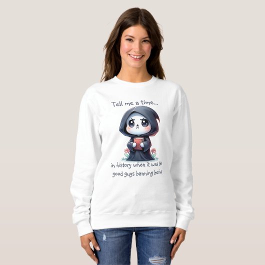 Grim Sensenmann Book Lover, Custom Book Club Sweatshirt (Vorne ganz)