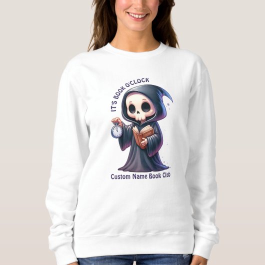 Grim Sensenmann Book Lover, Custom Book Club Sweatshirt (Vorderseite)