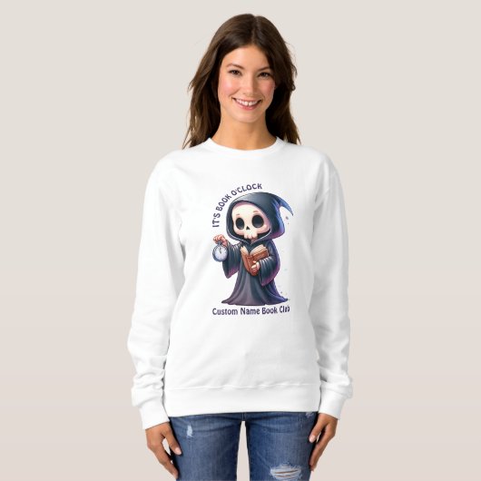 Grim Sensenmann Book Lover, Custom Book Club Sweatshirt (Vorne ganz)