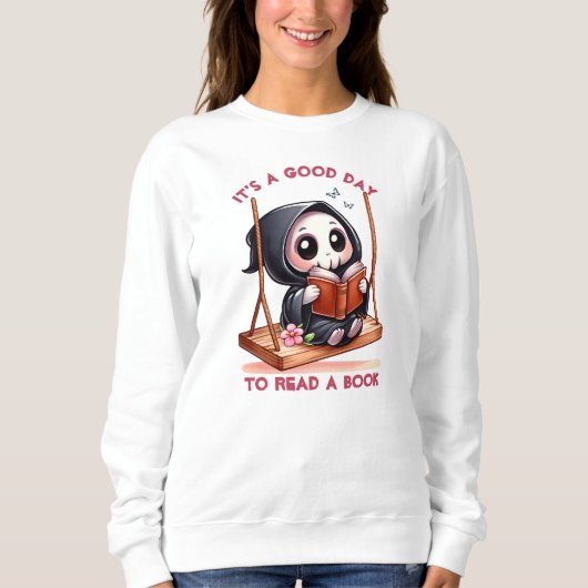Grim Sensenmann Book Lover, Custom Book Club Sweatshirt (Vorderseite)