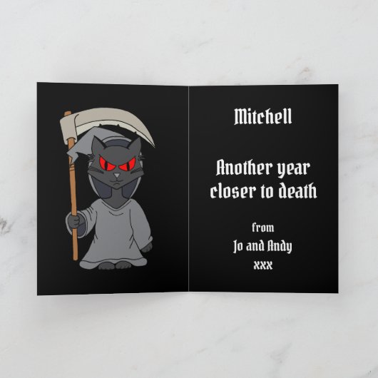 Grim Sensenmann Cat Funny Goth Karte (Innenseite)