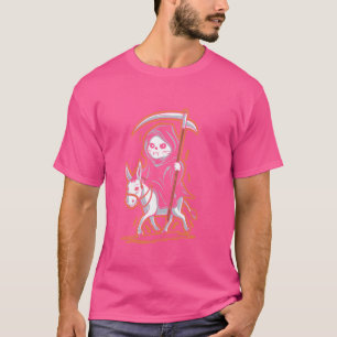 Grim Sensenmann Cat Riding Donkey - Vintager Katze T-Shirt