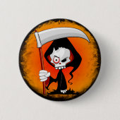 Grim Sensenmann Creepy Funny Cartoon Button (Vorderseite)