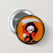 Grim Sensenmann Creepy Funny Cartoon Button (Vorne & Hinten)