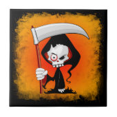 Grim Sensenmann Creepy Funny Cartoon Fliese (Vorderseite)