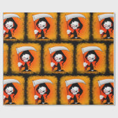 Grim Sensenmann Creepy Funny Cartoon Geschenkpapier (Flach)