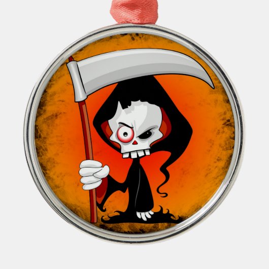 Grim Sensenmann Creepy Funny Cartoon Ornament Aus Metall (Vorne)