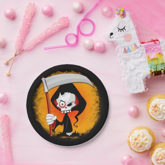 Grim Sensenmann Creepy Funny Cartoon Pappteller (Party)