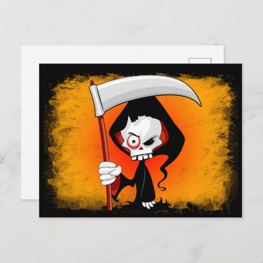Grim Sensenmann Creepy Funny Cartoon Postkarte (Vorne/Hinten)