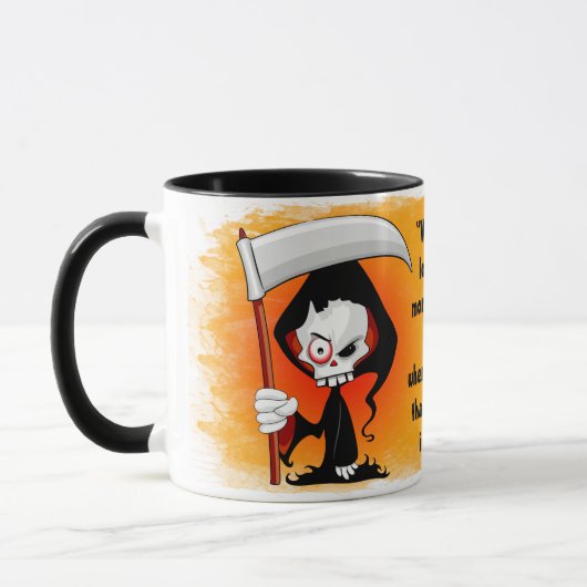 Grim Sensenmann Creepy Funny Cartoon Tasse (Links)