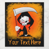 Grim Sensenmann Creepy Funny Cartoon Weinetikett (Einzelnes Label)