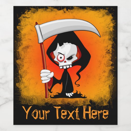 Grim Sensenmann Creepy Funny Cartoon Weinetikett (Einzelnes Label)