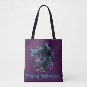 Grim Sensenmann Dark Lila Happy Halloween Tasche (Vorderseite)